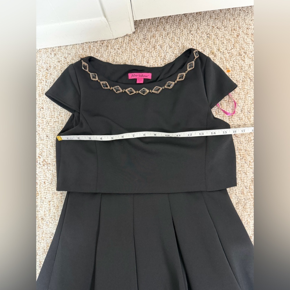 Betsey Johnson Black Dress with Gold Chain Detail size 2 - Picture 7 of 8